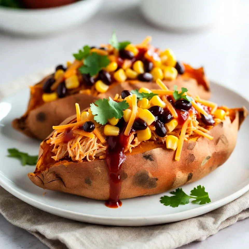 BBQ Chicken Stuffed Sweet Potatoes Tasty and Simple