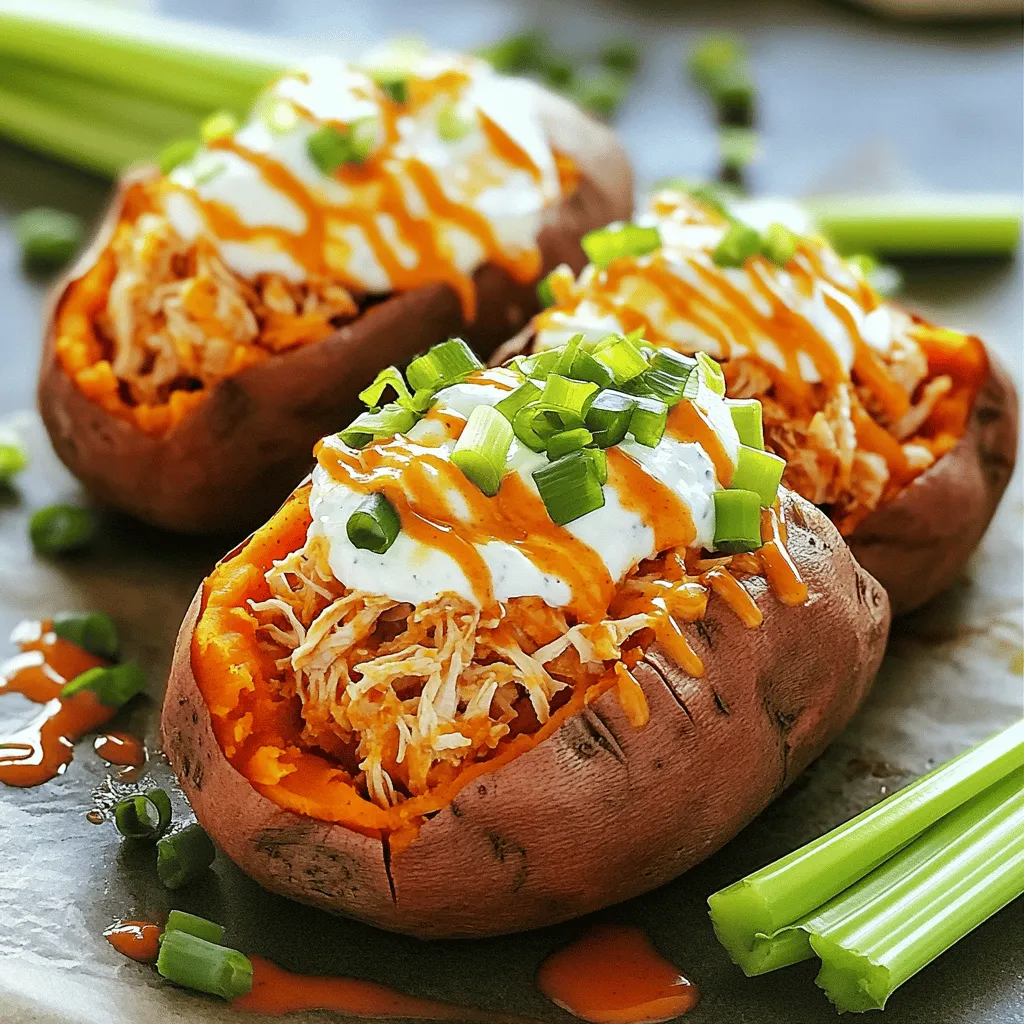 Buffalo Chicken Stuffed Sweet Potatoes Flavorful Meal