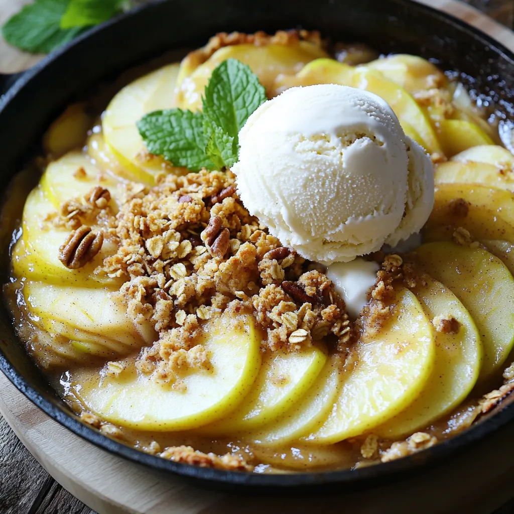 Apple Crisp Skillet with Vanilla Ice Cream Delight