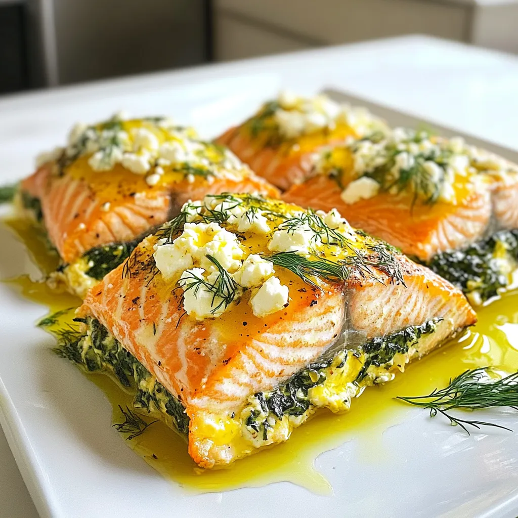 Spinach Feta Stuffed Salmon Delightfully Tasty Meal