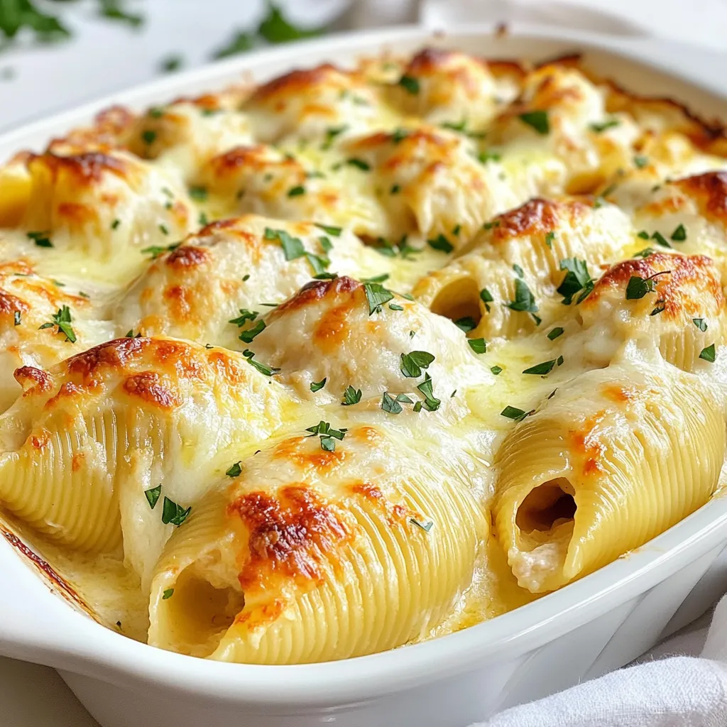 Savory Chicken Alfredo Stuffed Shells Simple Recipe