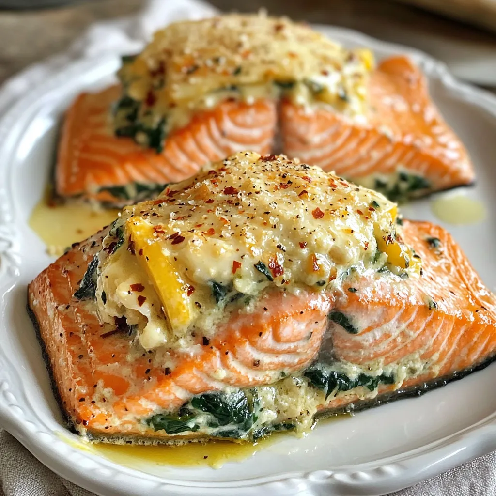 Creamy Garlic Spinach Stuffed Salmon Rich Flavor Meal