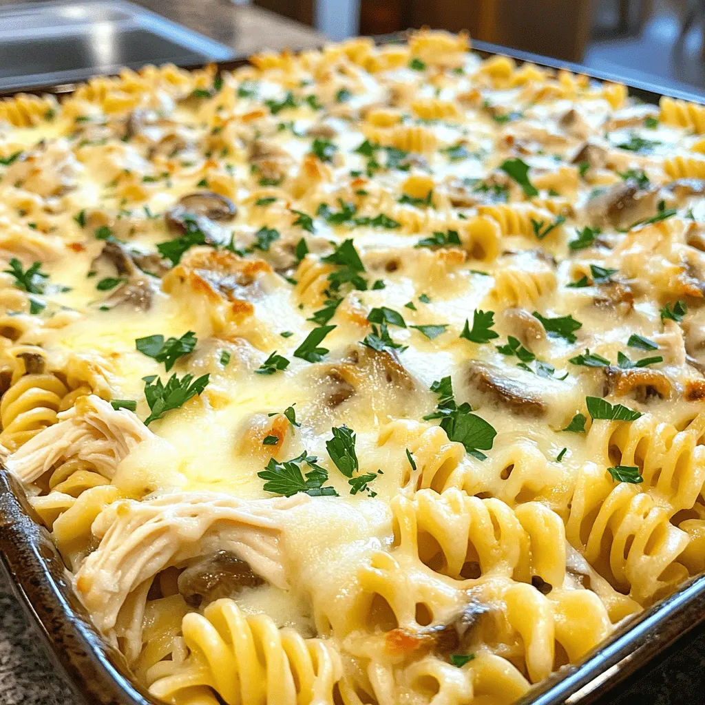 Chicken and Mushroom Alfredo Bake Creamy Delight