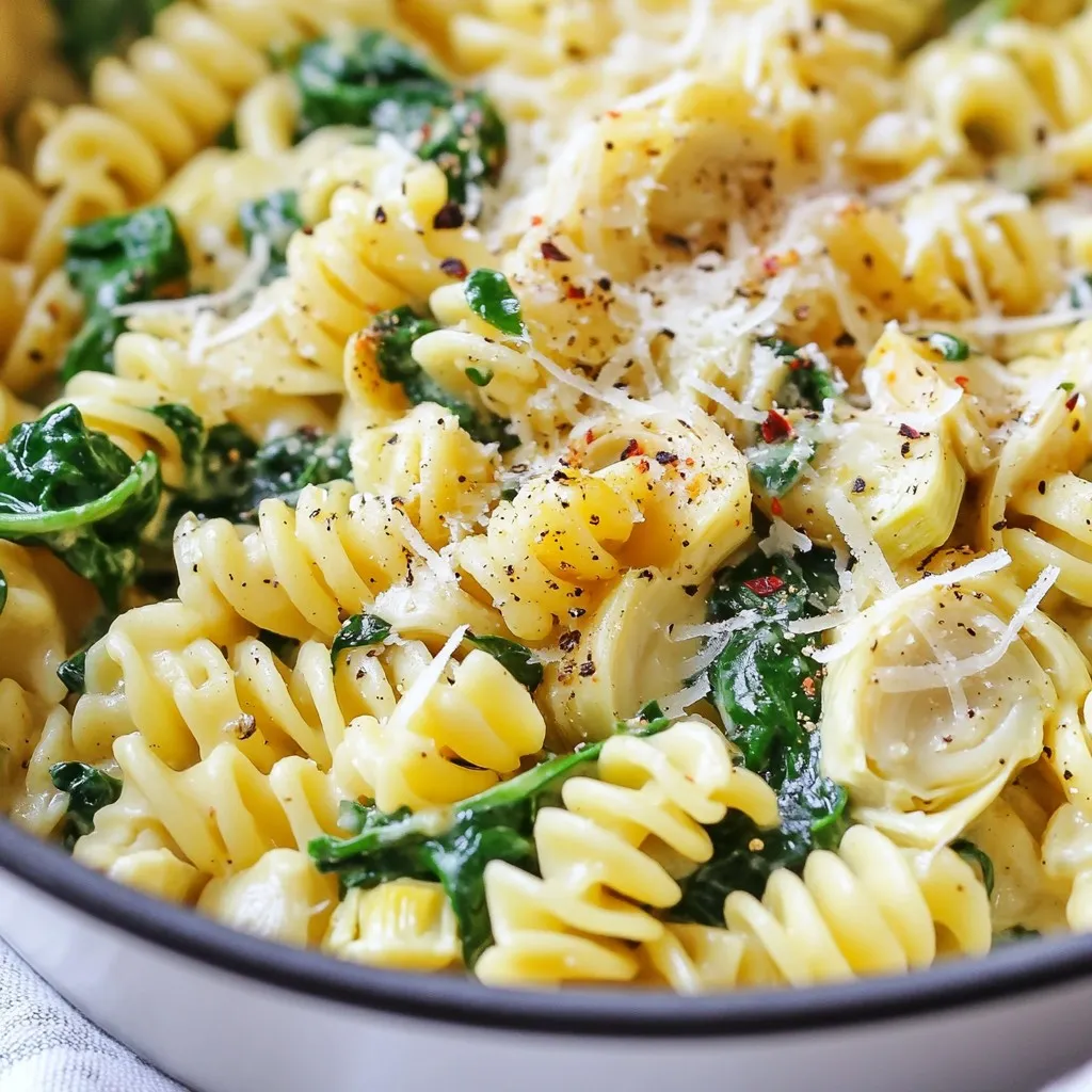 One-Pot Spinach Artichoke Pasta Creamy Delight