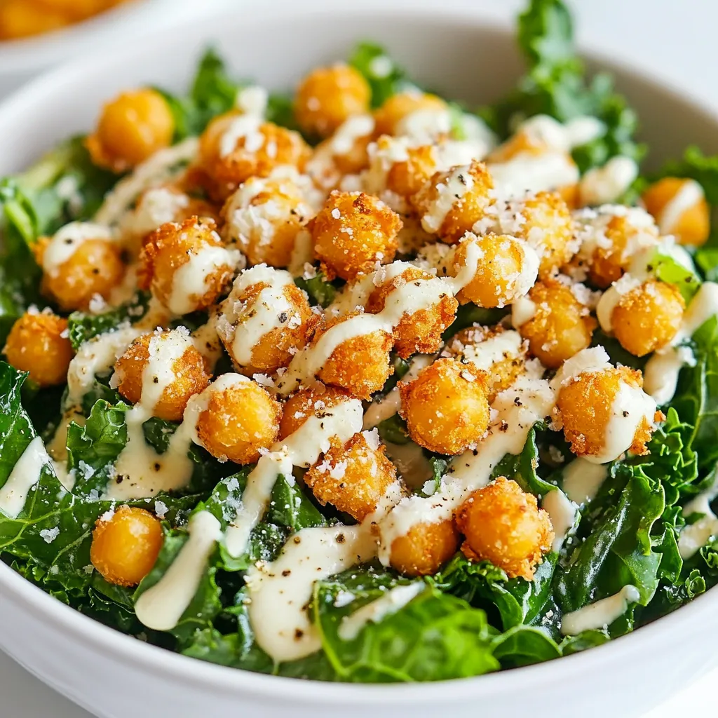 Kale Caesar Salad with Crispy Chickpeas Delight