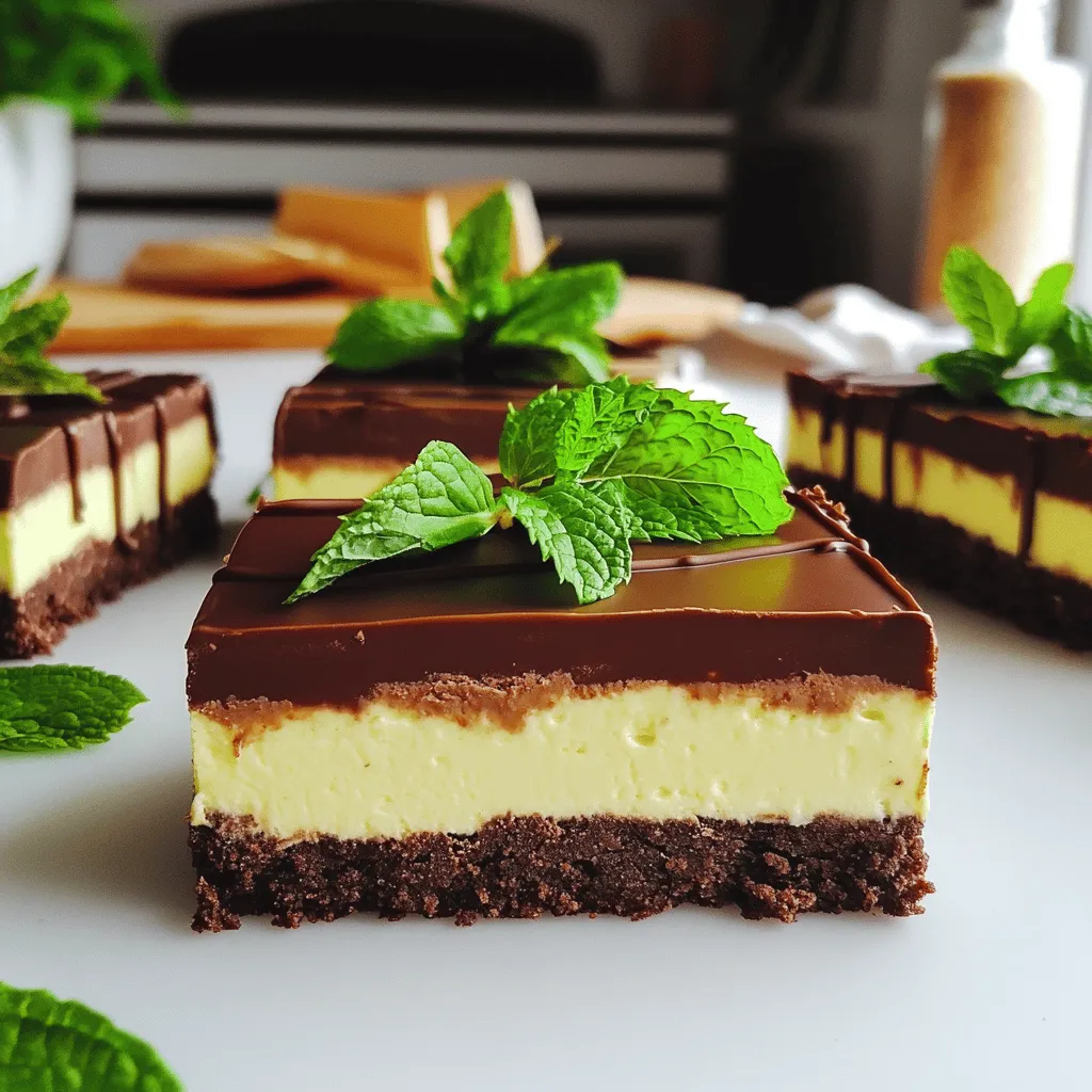 No-Bake Chocolate Mint Cheesecake Bars Delightful Treat