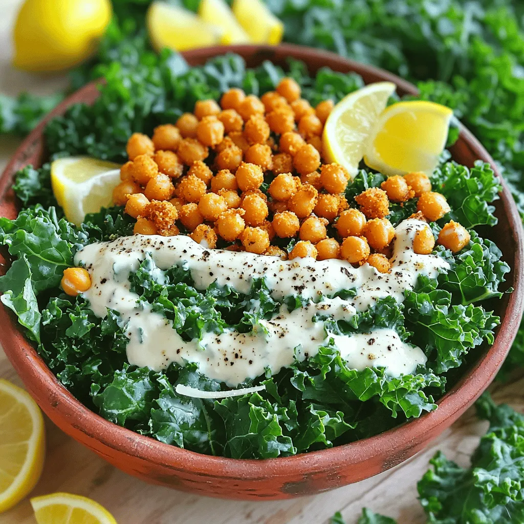 Kale Caesar Salad with Crispy Chickpeas Delight