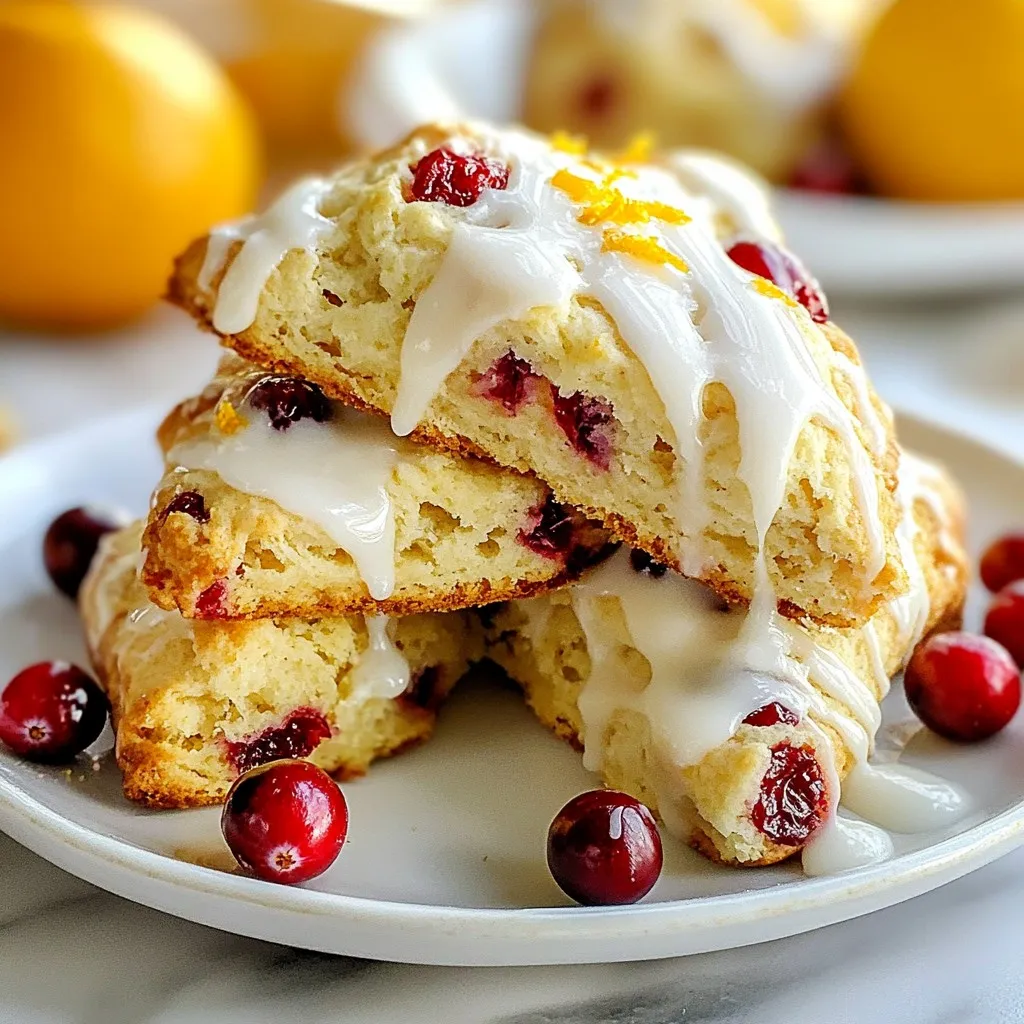 Cranberry Orange Scones with Glaze Flavorful Treat