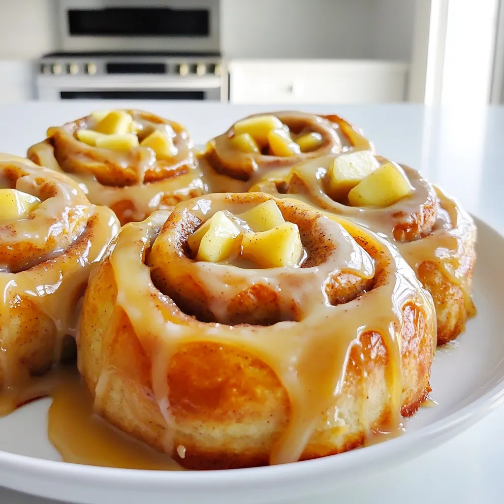 Caramel Apple Cinnamon Rolls with Cream Cheese Glaze