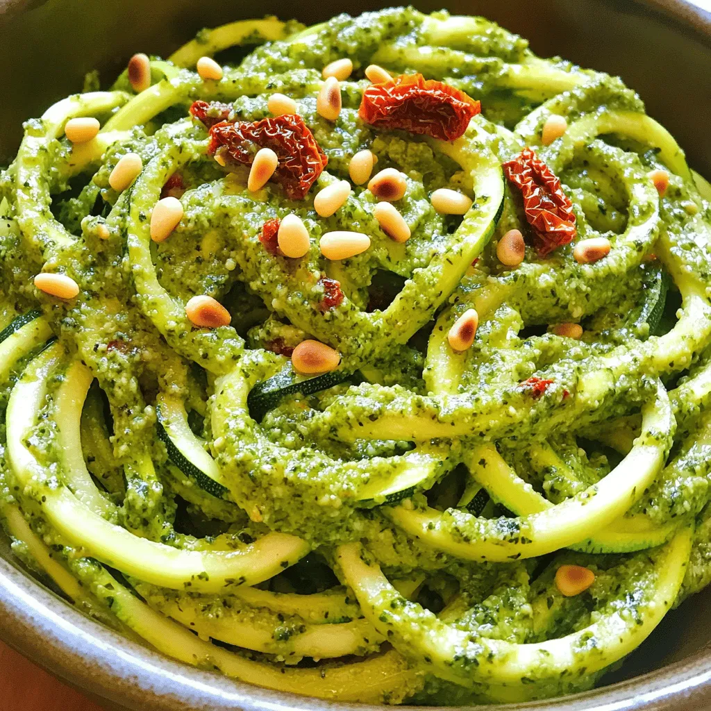 21. Zucchini Noodles with Pesto Flavorful and Easy Dish