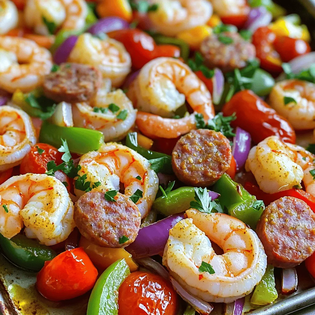 Sheet Pan Cajun Shrimp &#038; Turkey Sausage Veggies Delight