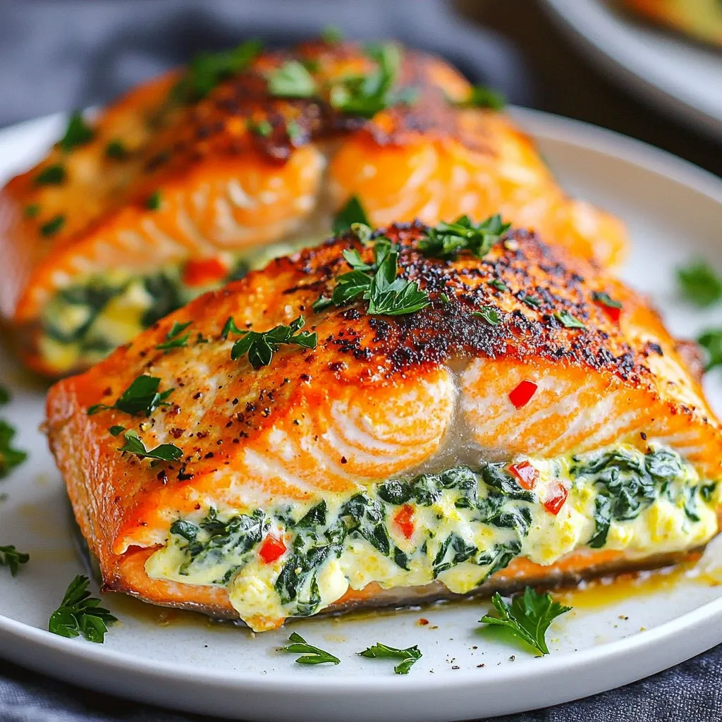 Creamy Spinach Stuffed Salmon Flavorsome Delight