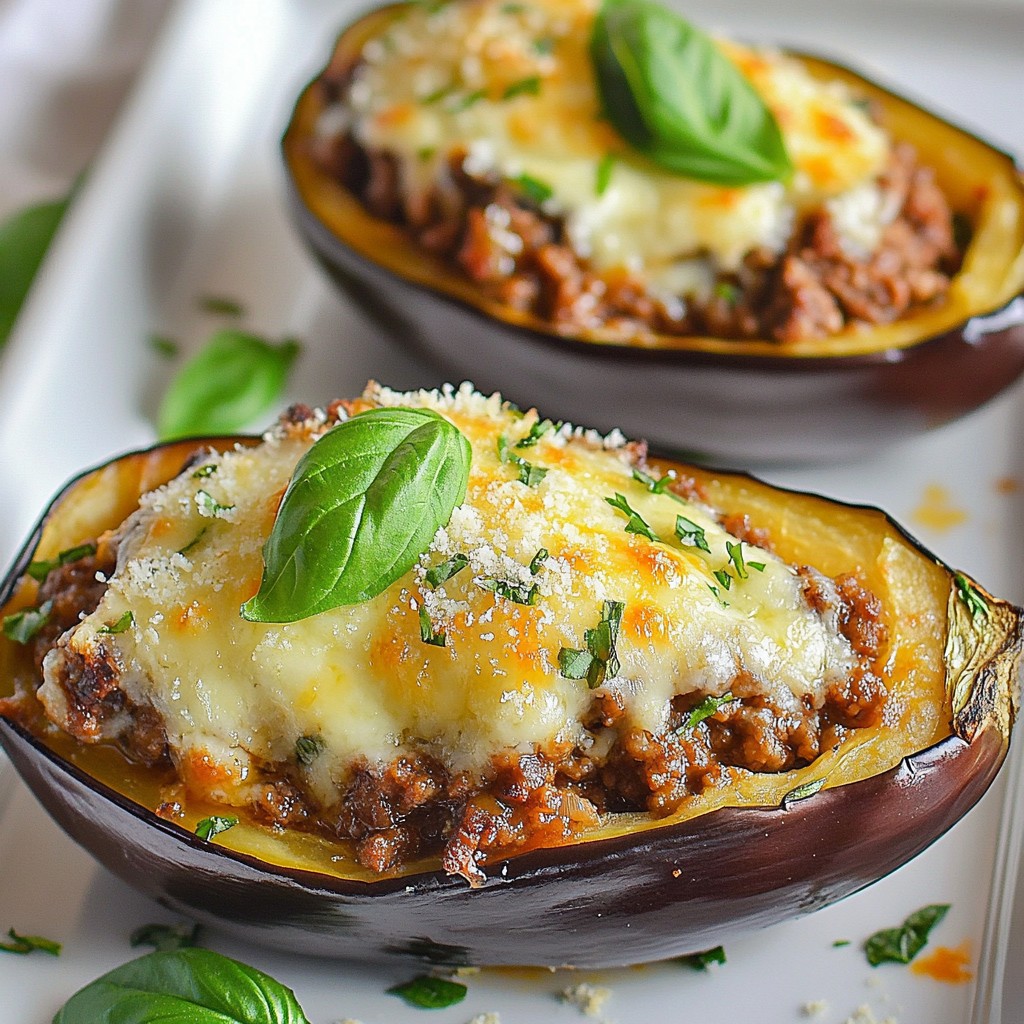 Italian Style Ground Beef Stuffed Eggplant Delight