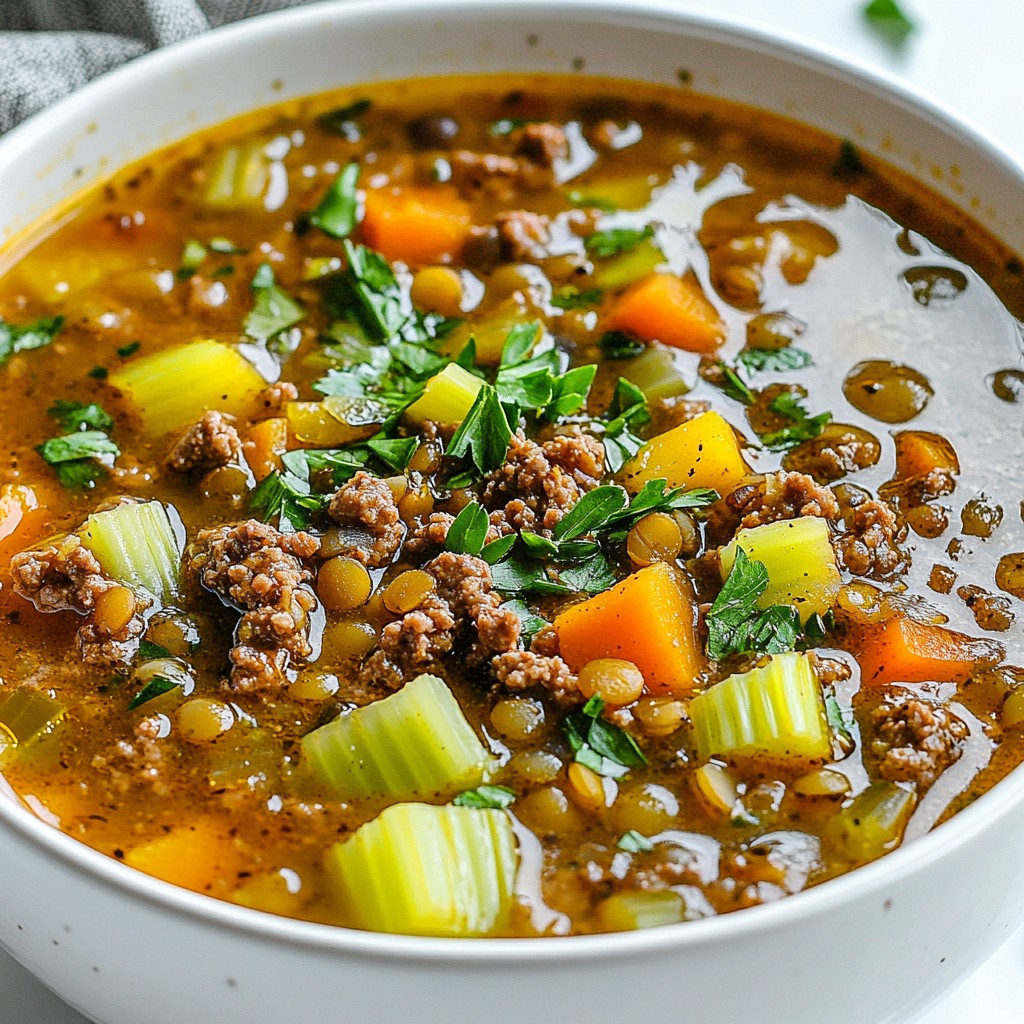 Savory Ground Beef and Lentil Soup Hearty Meal Option