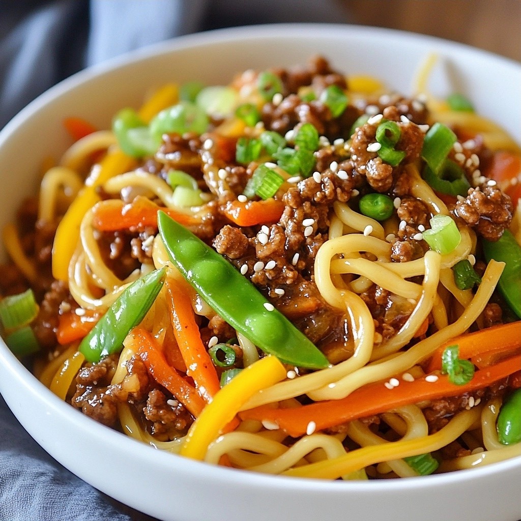 Teriyaki Ground Beef and Noodle Stir Fry Delight