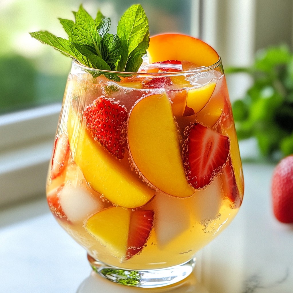 Strawberry Peach Sangria Mocktail Refreshing Drink