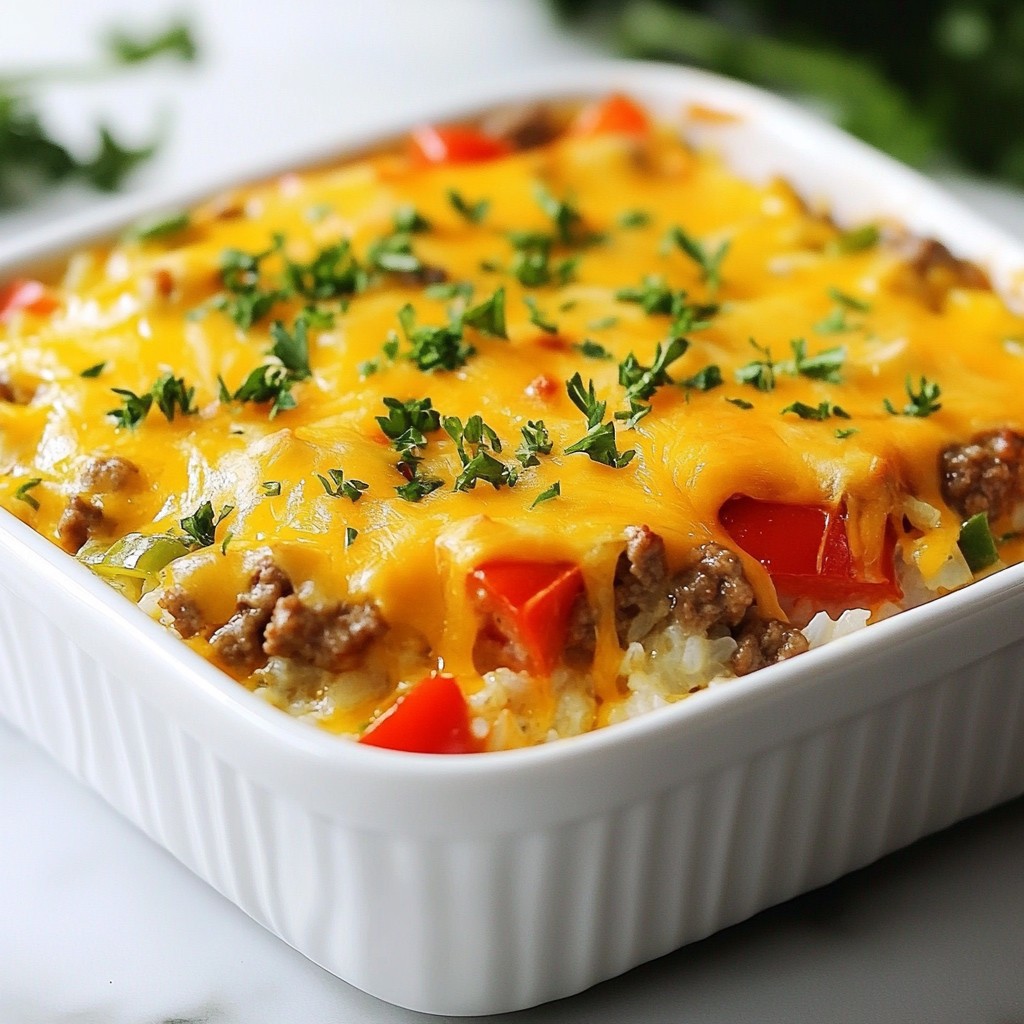 Cheesy Beef and Rice Casserole Savory Dinner Idea