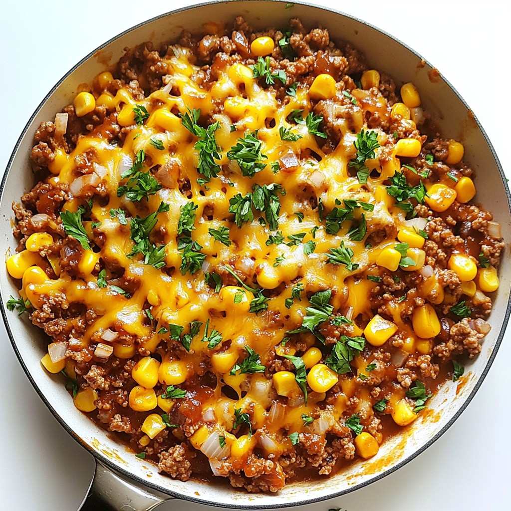 Tangy BBQ Ground Beef and Corn Skillet Delight