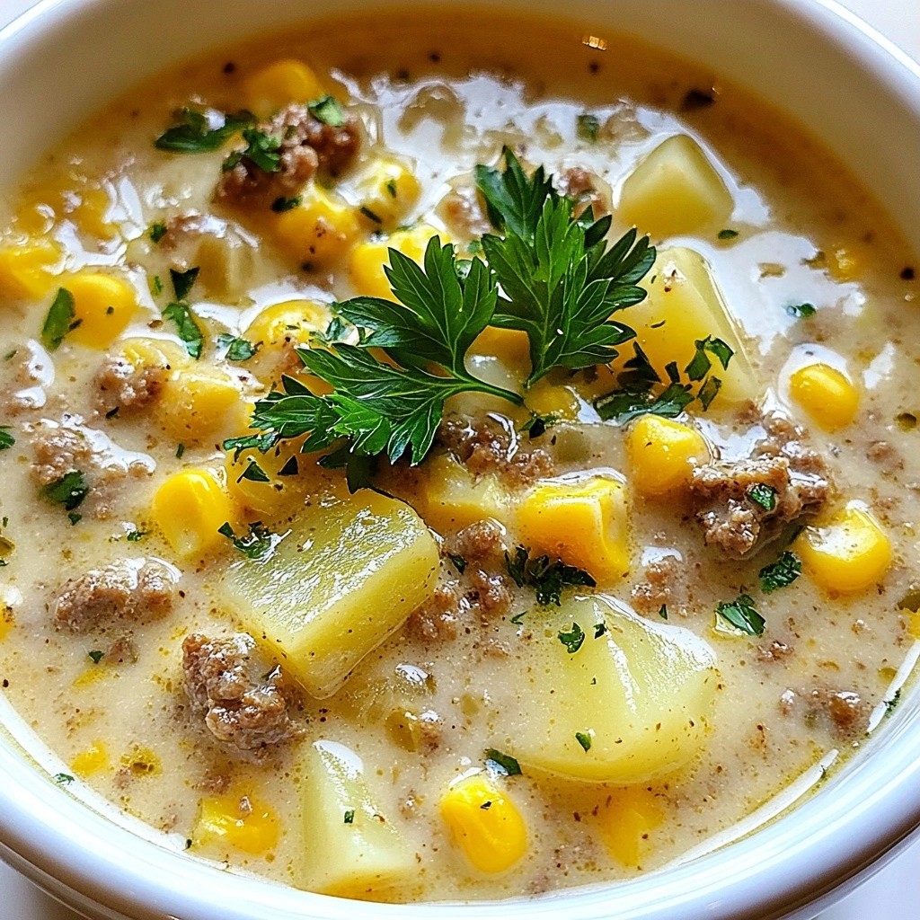 Frugal Ground Beef and Corn Chowder Simple Recipe