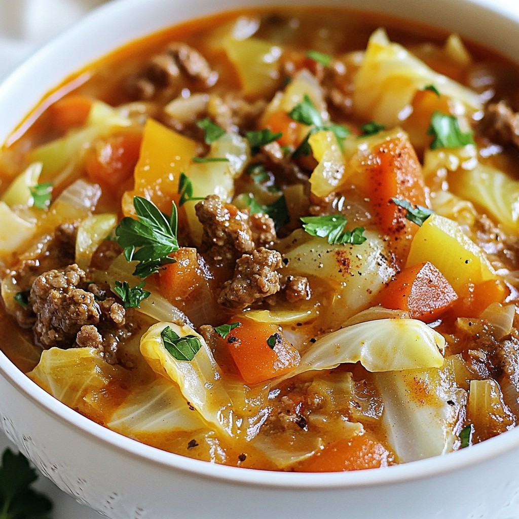 One-Pot Ground Beef and Cabbage Soup Delight