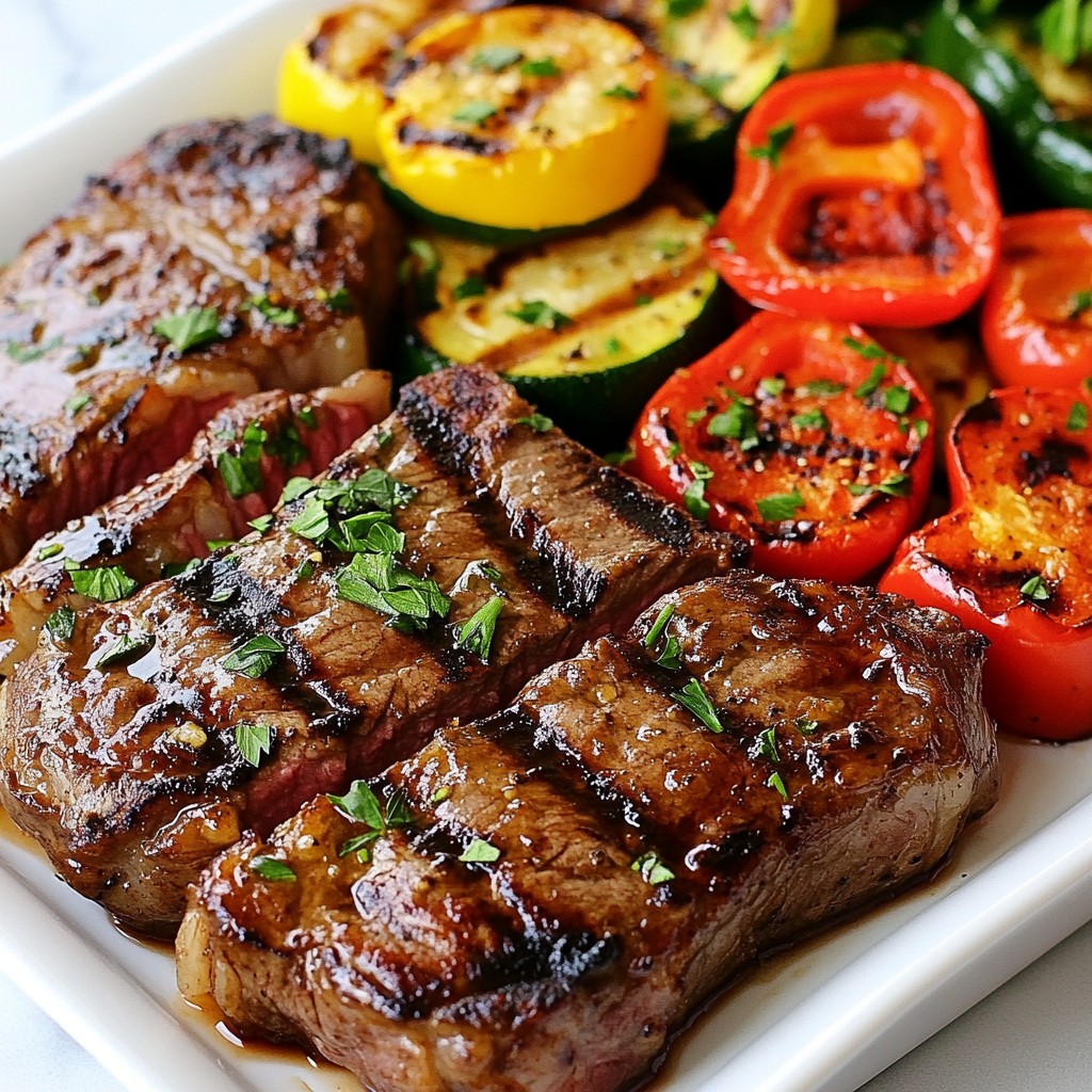 Honey Garlic Grilled Steak with Veggies Delight