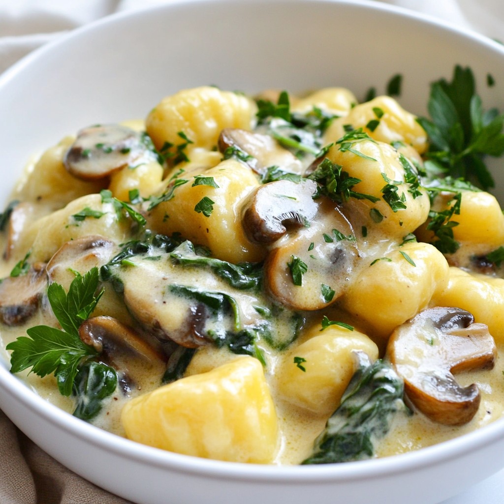 Creamy Mushroom Spinach Gnocchi Delightful Recipe