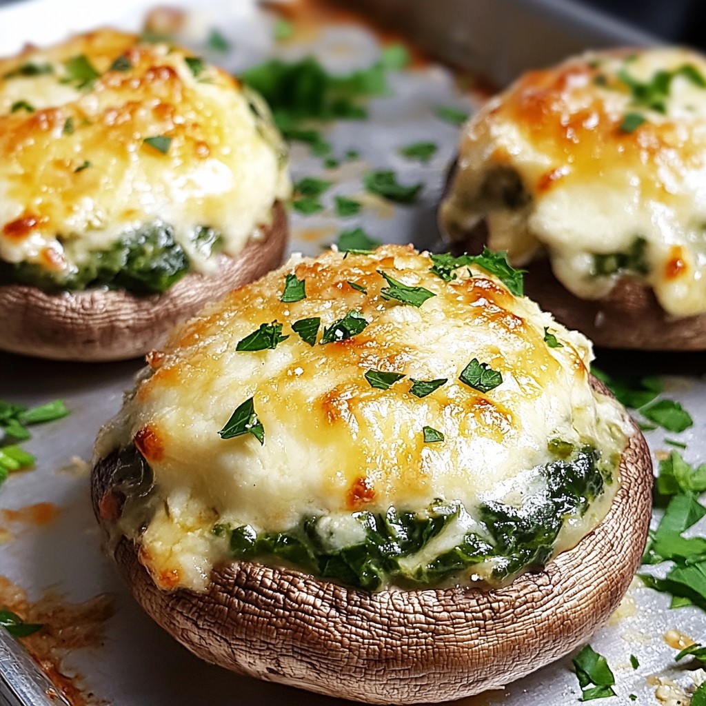 Cheesy Spinach Stuffed Mushrooms Tasty and Simple Snack