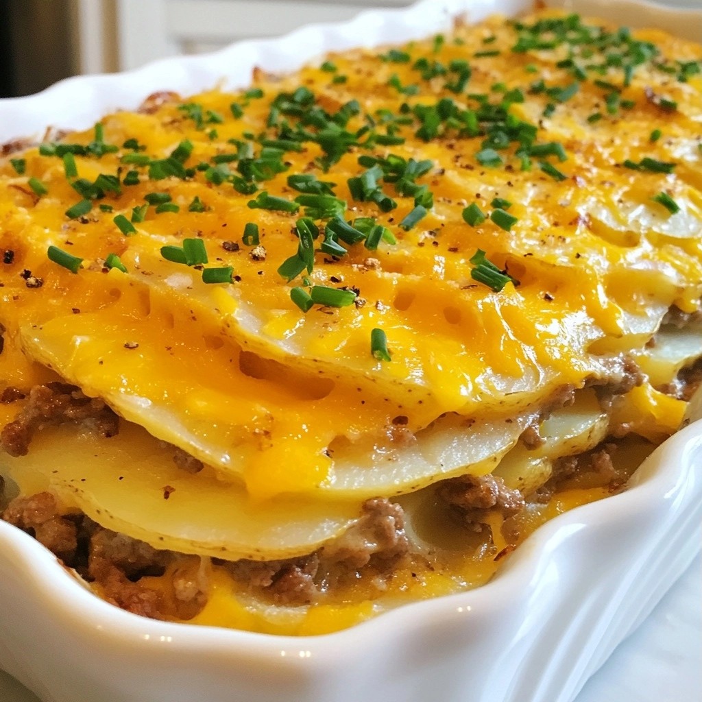 Rustic Beef and Cheddar Potato Bake Hearty Family Meal