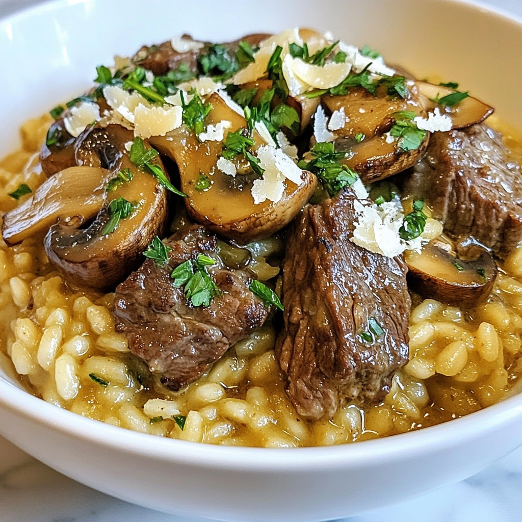 Slow Cooked Beef and Mushroom Risotto Rich Comfort Meal