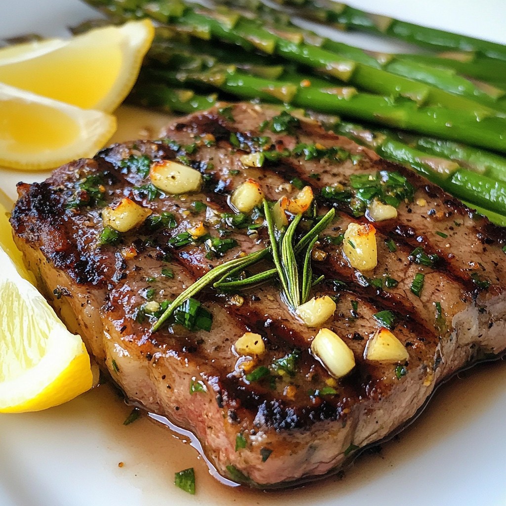 Garlic Butter Sirloin Steak with Asparagus Delight