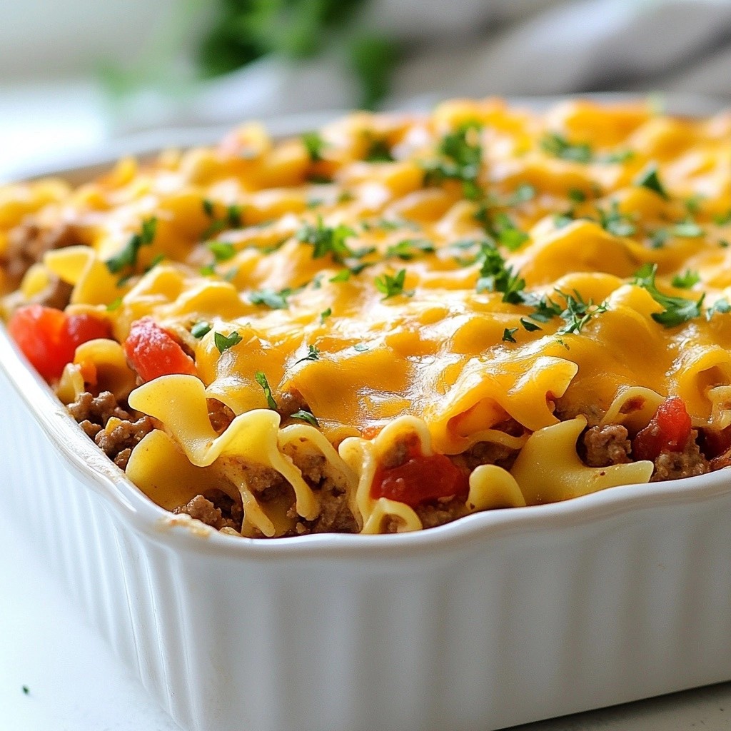 Cheesy Beef and Noodle Casserole Simple Family Meal