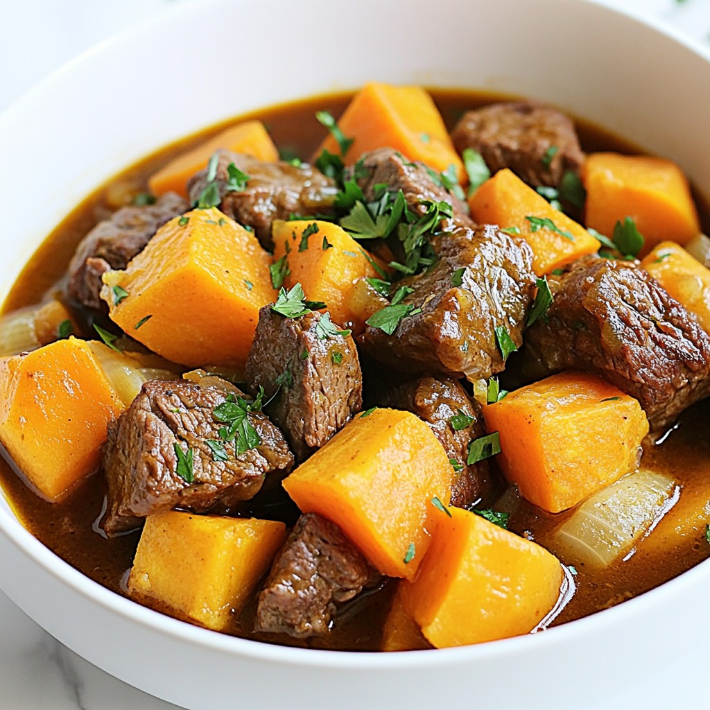 Savory Slow Cooker Beef and Sweet Potato Stew Recipe