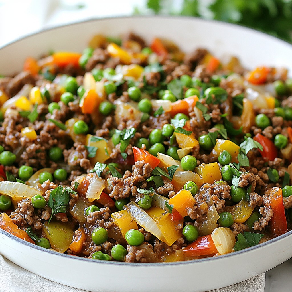 Classic Ground Beef and Pea Skillet Savory Dish