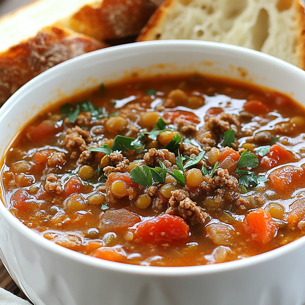 Savory Ground Beef and Lentil Soup Comfort Dish