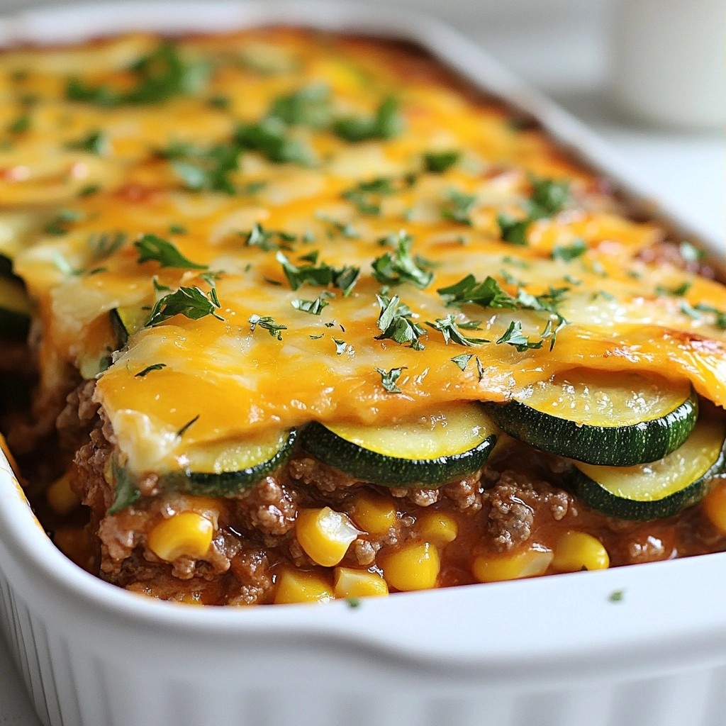 Cheesy Ground Beef and Zucchini Casserole Delight