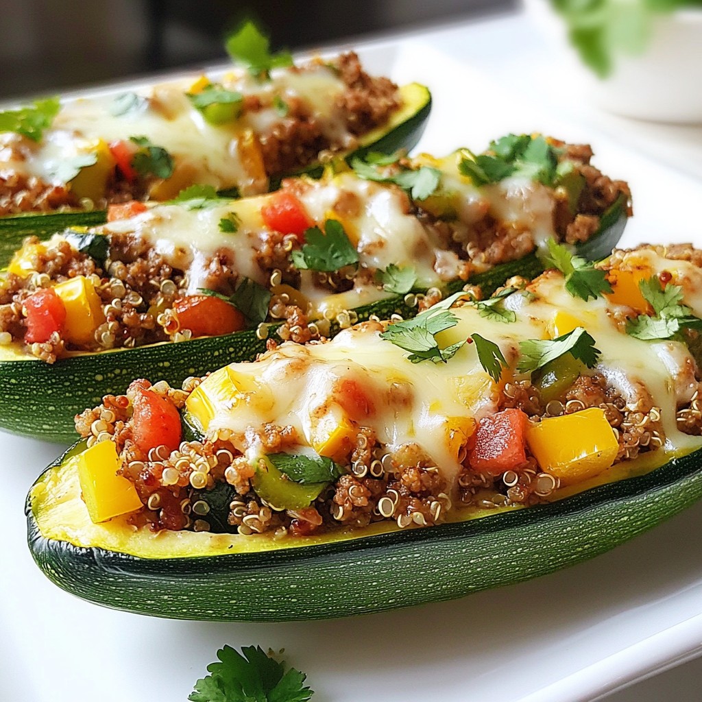 Zesty Ground Beef and Quinoa Stuffed Zucchini Delight