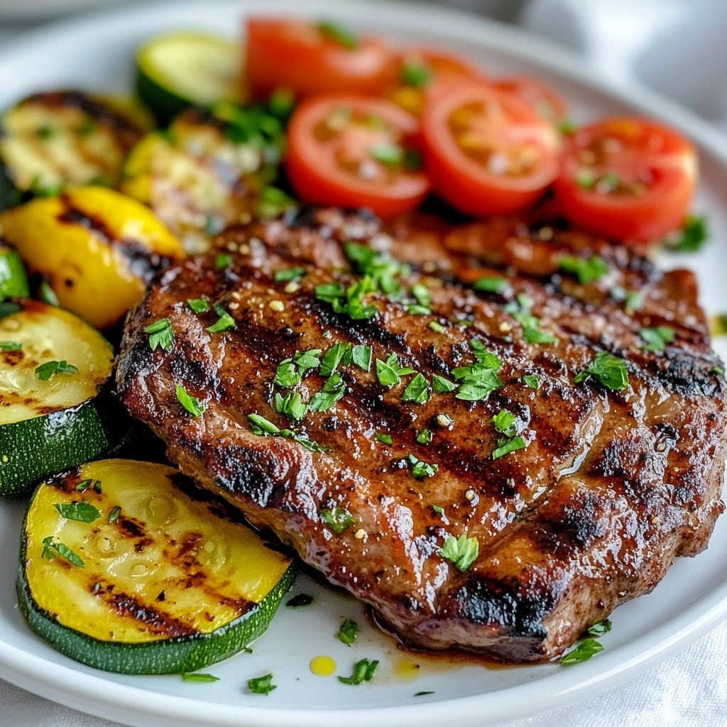Grilled Paprika Rubbed Steak with Veggies Delight