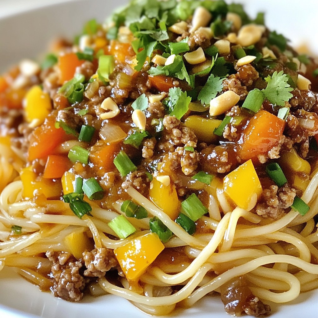 Szechuan Spicy Ground Beef Noodles Tasty and Quick Meal