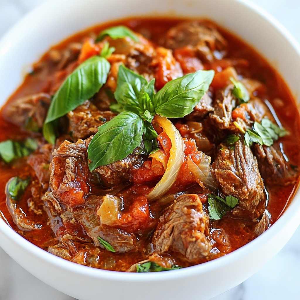Slow Cooker Basil Tomato Beef Ragu Rich and Flavorful