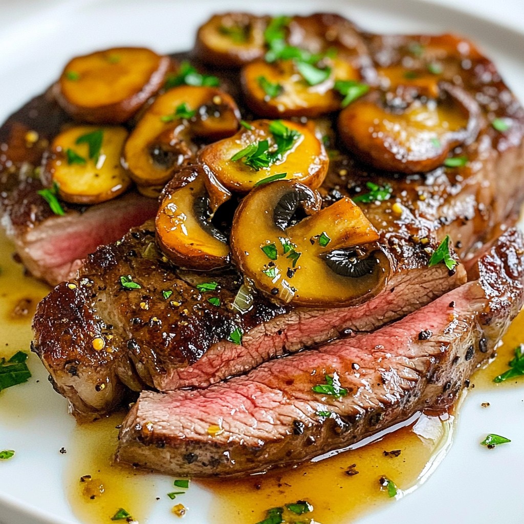 Peppered Sirloin Steak with Sautéed Mushrooms Delight