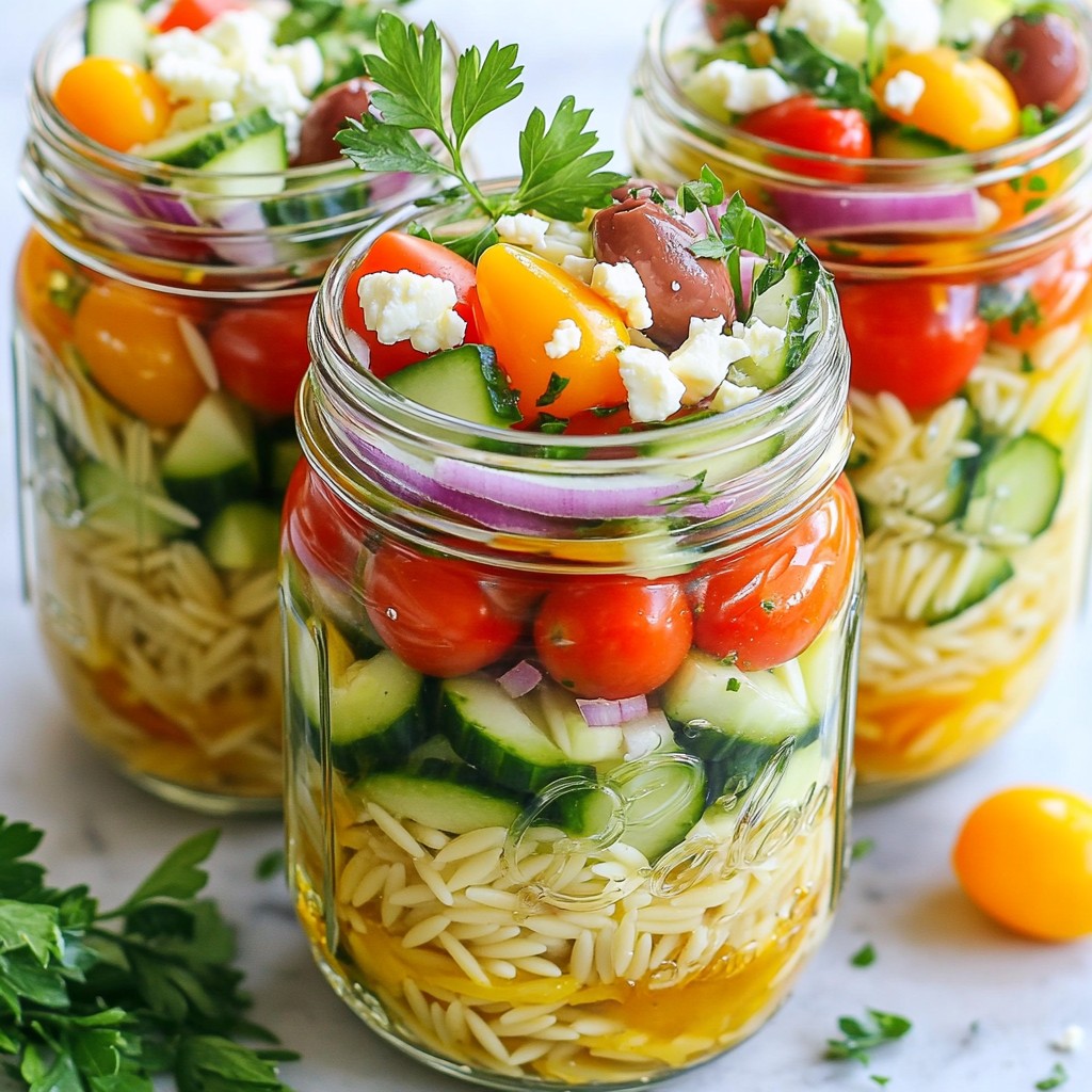 Orzo Greek Salad Jars Fresh and Flavorful Treat