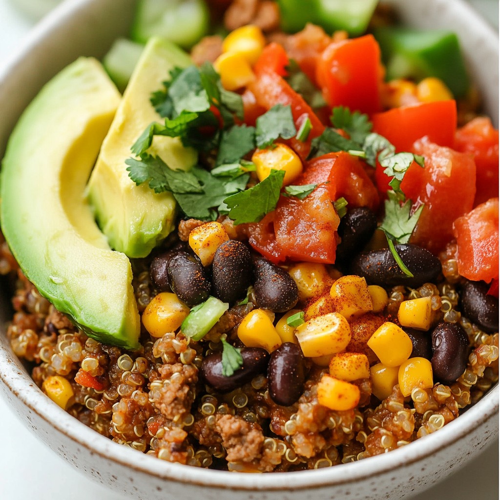 Hearty Ground Beef and Quinoa Bowl Satisfying Meal