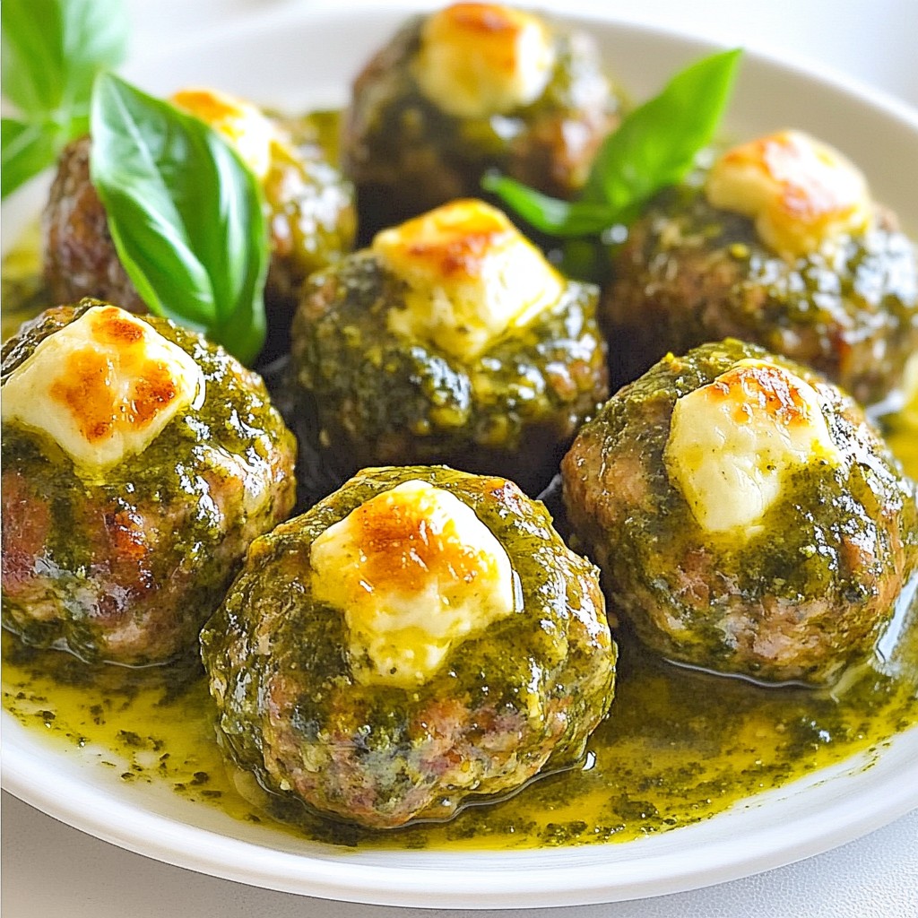Pesto Mozzarella Stuffed Meatballs Flavorful and Easy