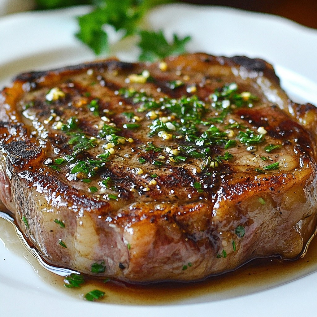 Garlic Butter Ribeye Steak with Herbs Full of Flavor