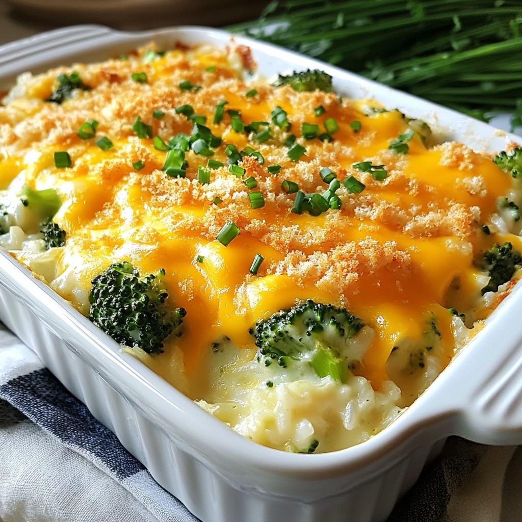 Cheesy Broccoli Rice Casserole Comfort Food Recipe