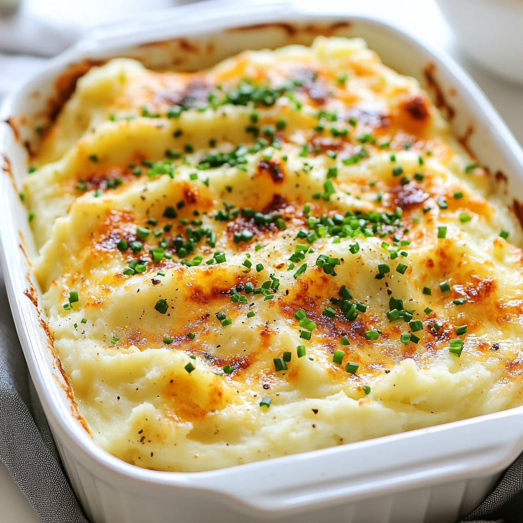 Garlic Parmesan Mashed Potato Casserole Delight