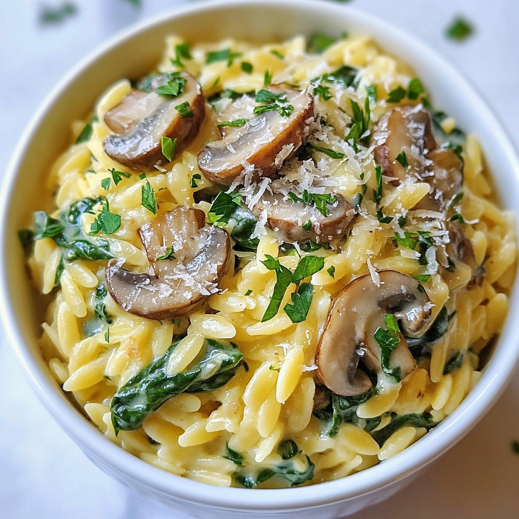 Creamy Mushroom Spinach Orzo Flavorful Comfort Dish