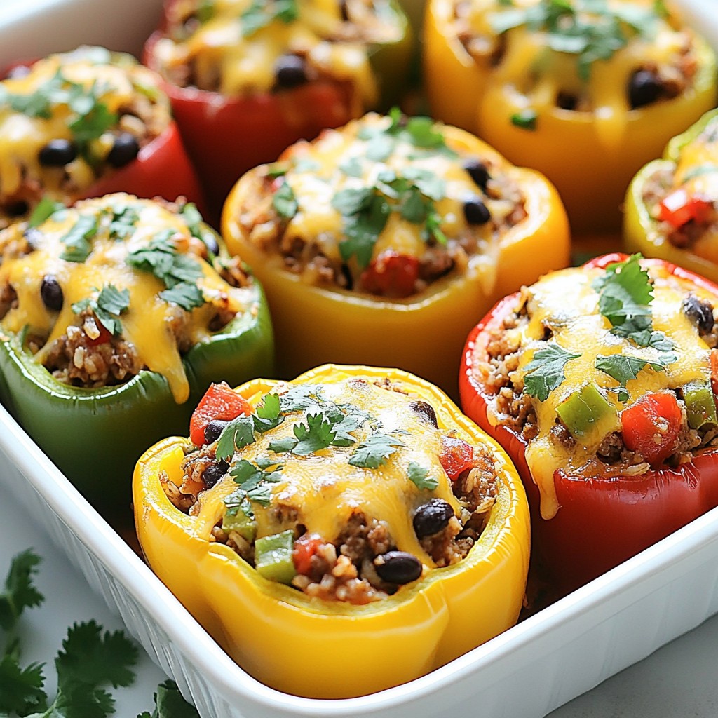 Spicy Ground Beef and Rice Stuffed Peppers Delight