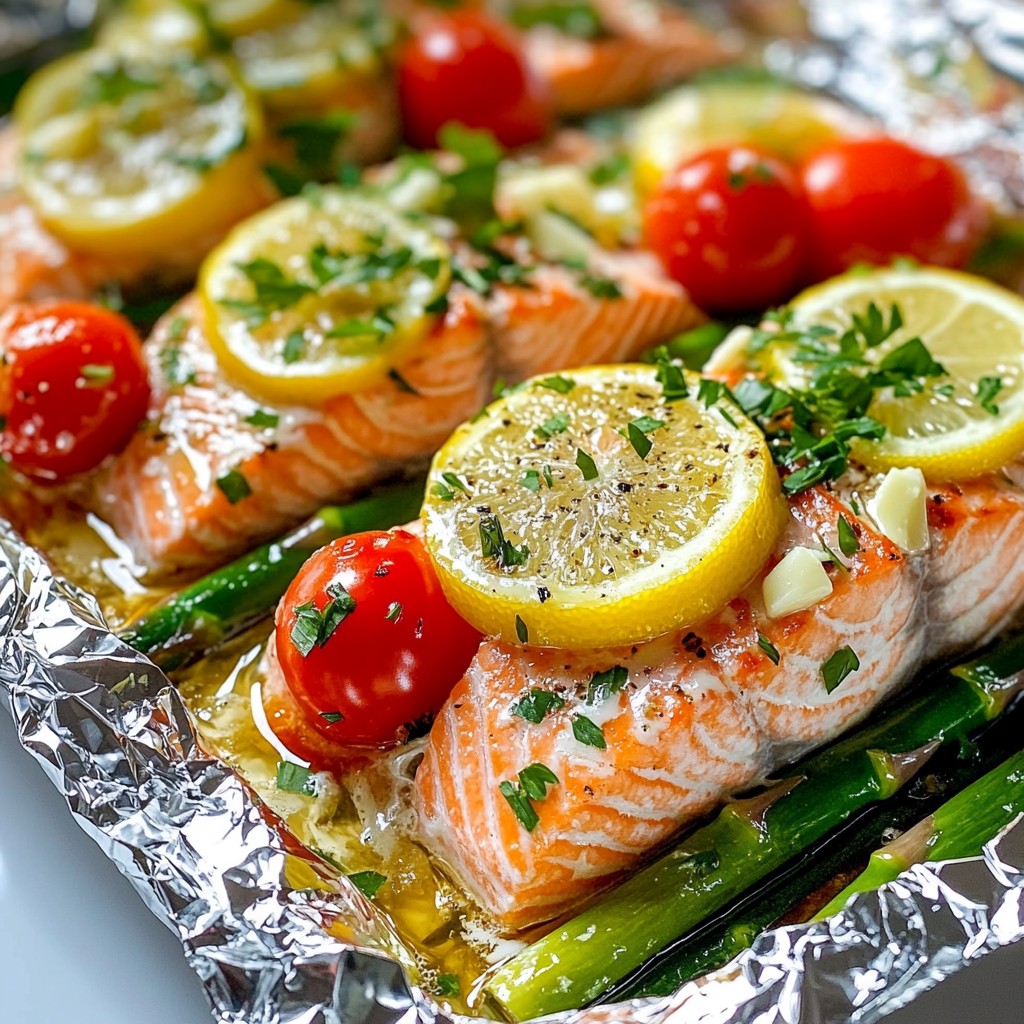 Garlic Butter Salmon Foil Packets Quick and Tasty Dish