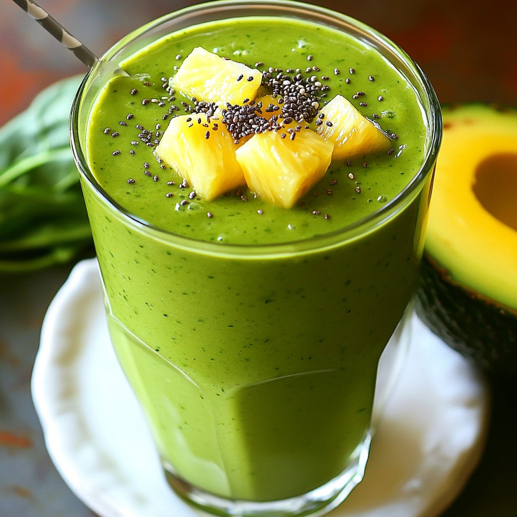 Avocado Pineapple Green Smoothie Healthy Flavor Boost